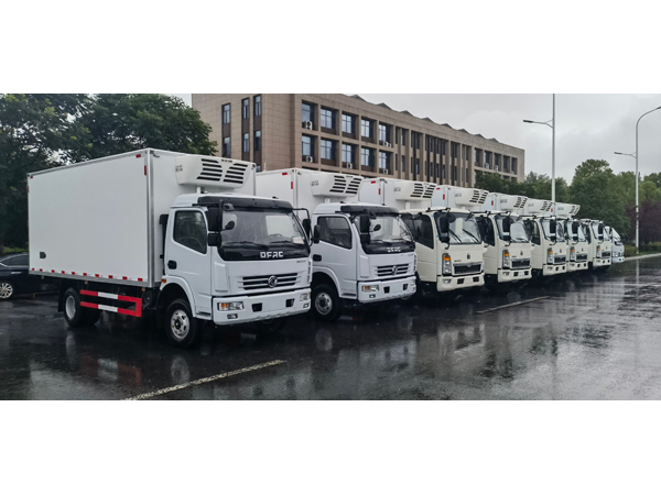 5 unit Sinotruk howo Refrigerated Truck , 2 Unit Dongfeng dfac refrigeration Truck , and 1 unit 6000 liter Milk Tanker Truck delivery to Horgos Port