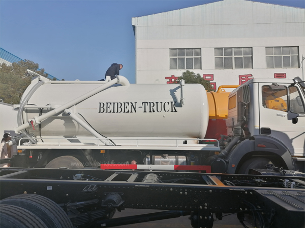 BEIBEN North Benz 8cbm To 12cbm Cubic Meter Vacuum Sewage Suction Truck Septic Tanker Truck Based on Mercedes Benz technology