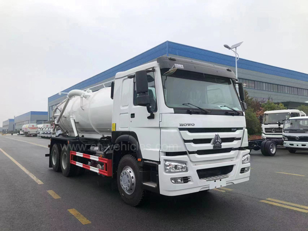 Sinotruck howo High Pressure Vacuum Fecal Suction Vehicle 12000liters Sewage Sewer Cleaning Truck